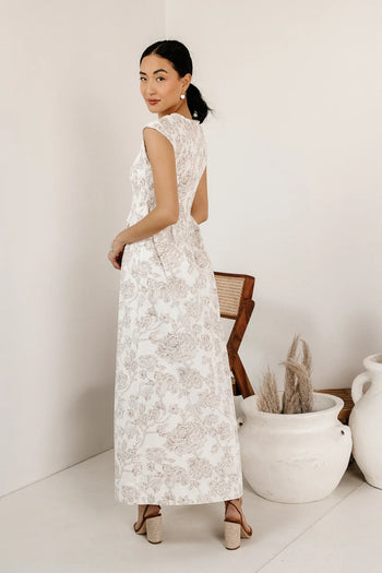 Short sleeves maxi dress in white 