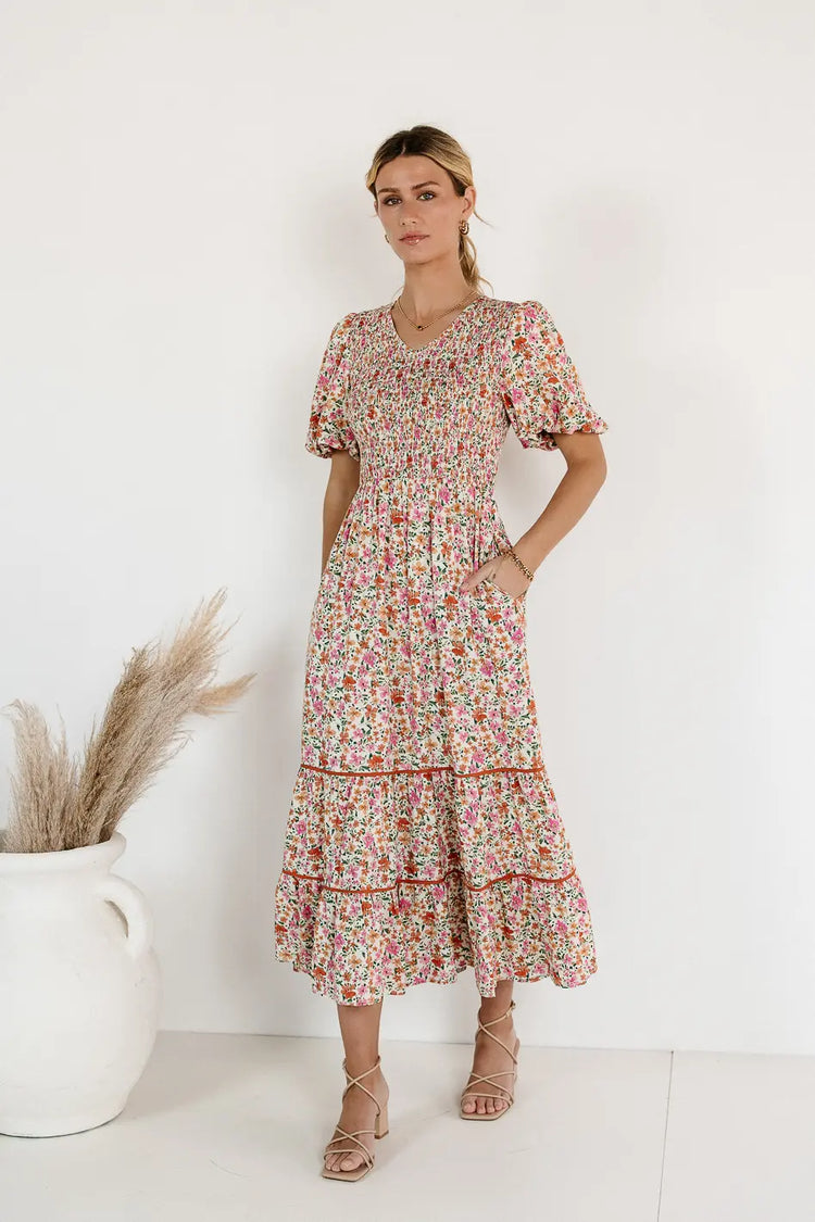 Two hand pockets dress in multi color 