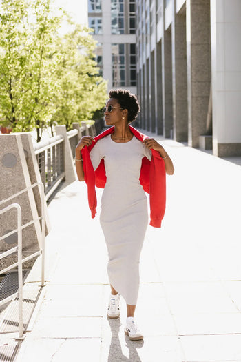 Ribbed dress in grey 