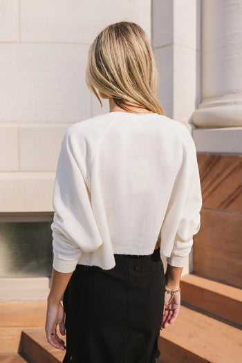 Plain color sweatshirt in cream 