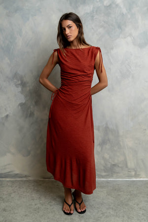 bohme red dress Audria Fringe Mini Dress in Red