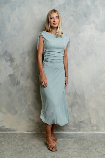 Remi Textured Maxi Dress in Blue