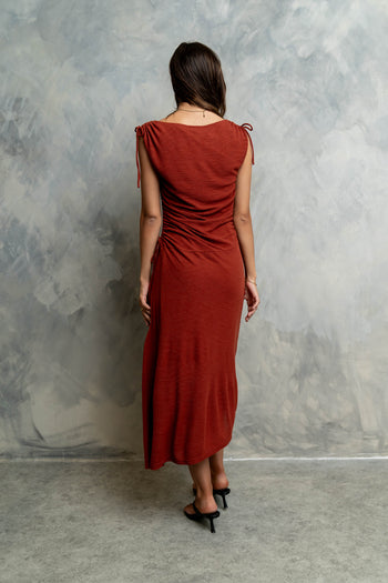 Remi Textured Maxi Dress in Brick