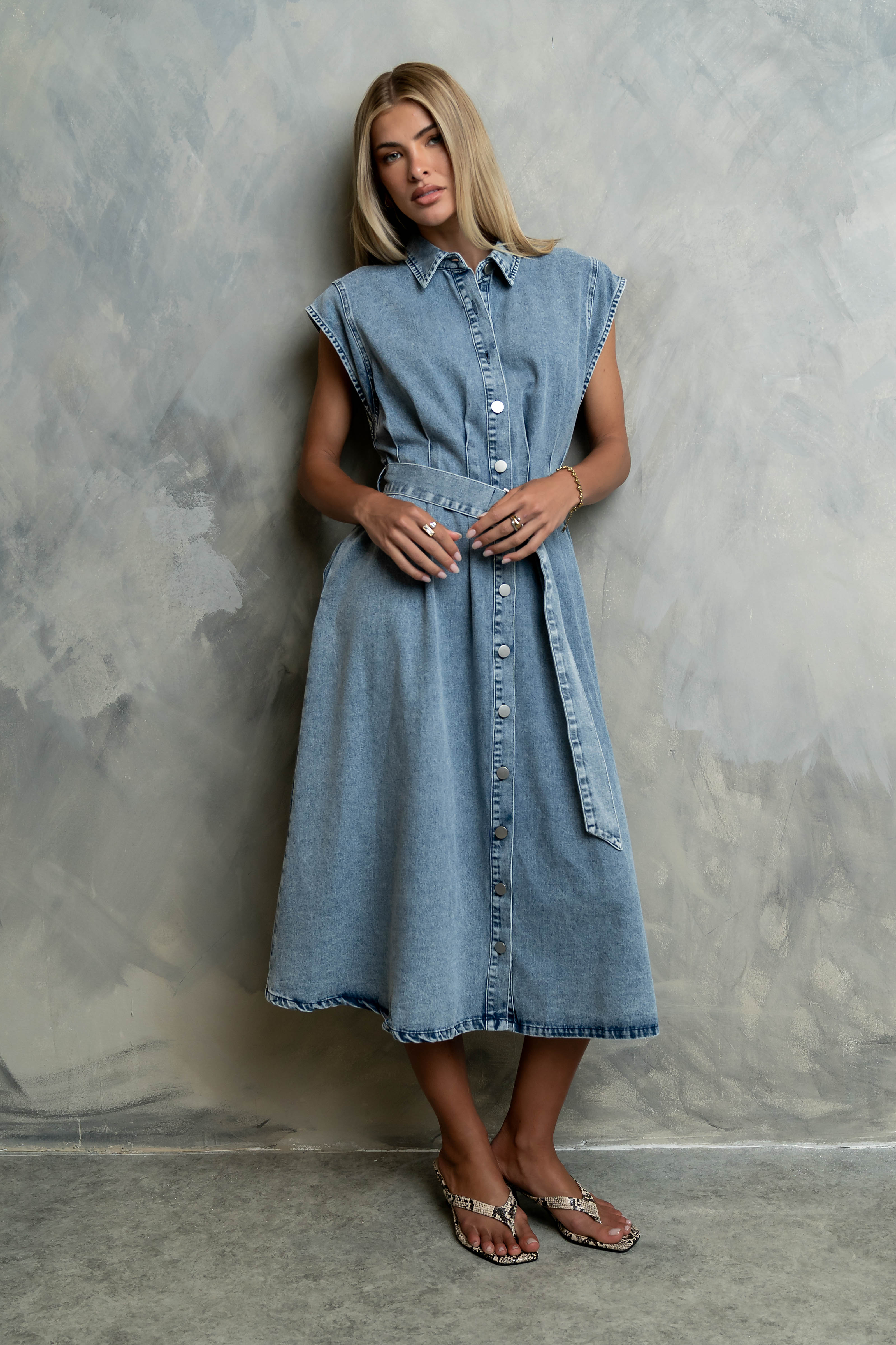 Sayla Denim Midi Dress S / Light Wash