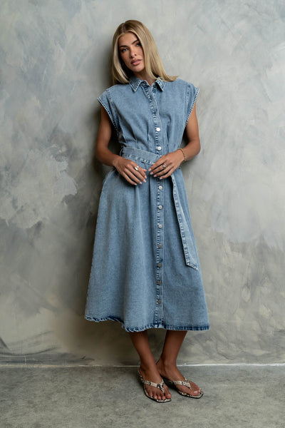 Sayla Denim Midi Dress S / Light Wash