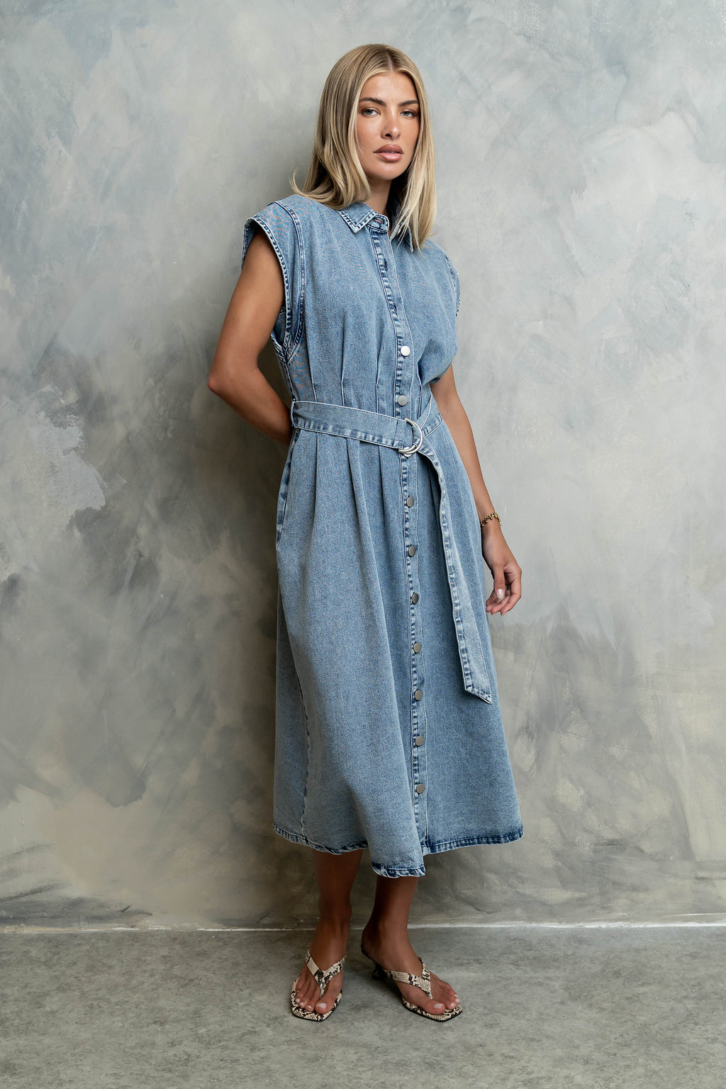 Sayla Denim Midi Dress S / Light Wash