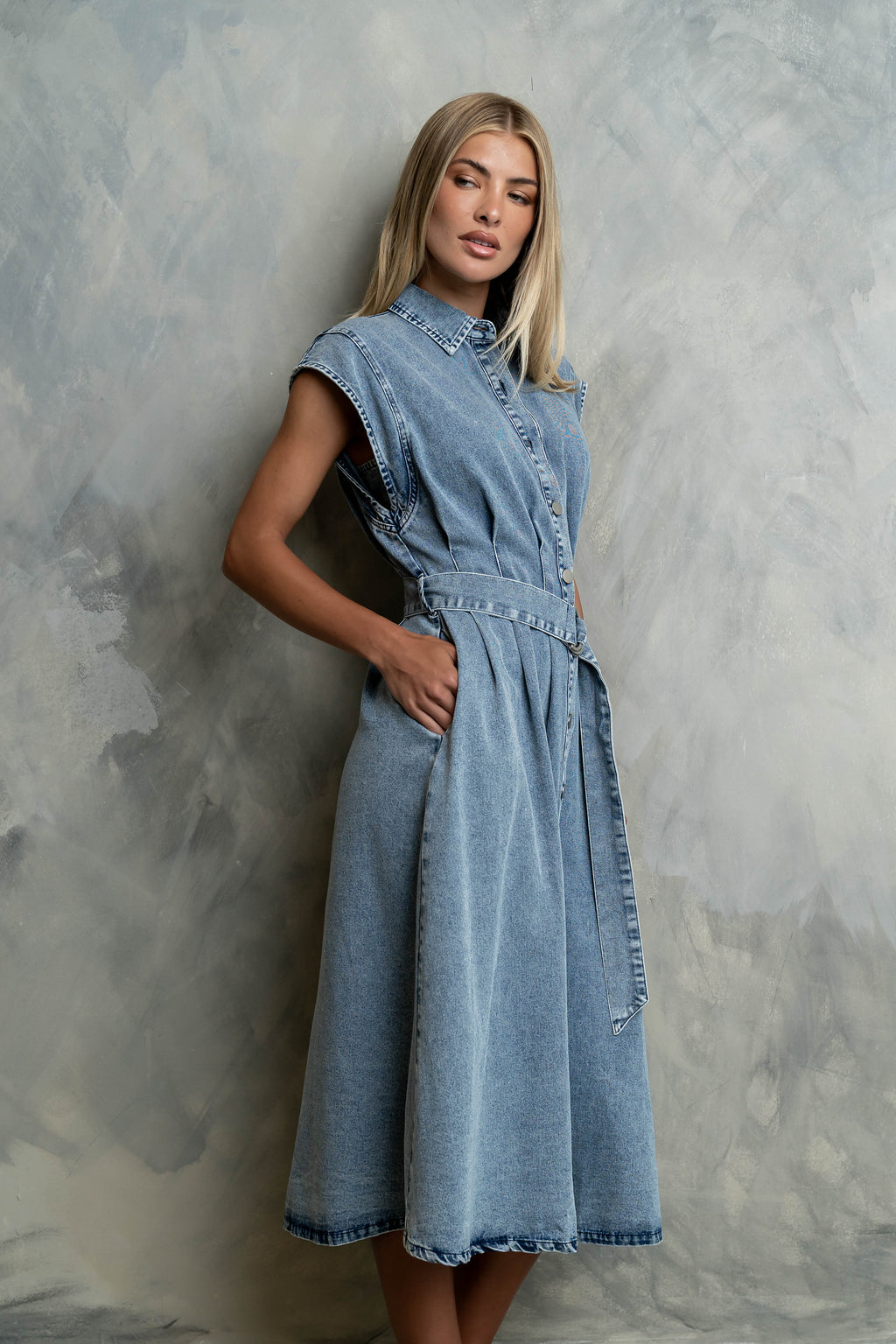Sayla Denim Midi Dress S / Light Wash