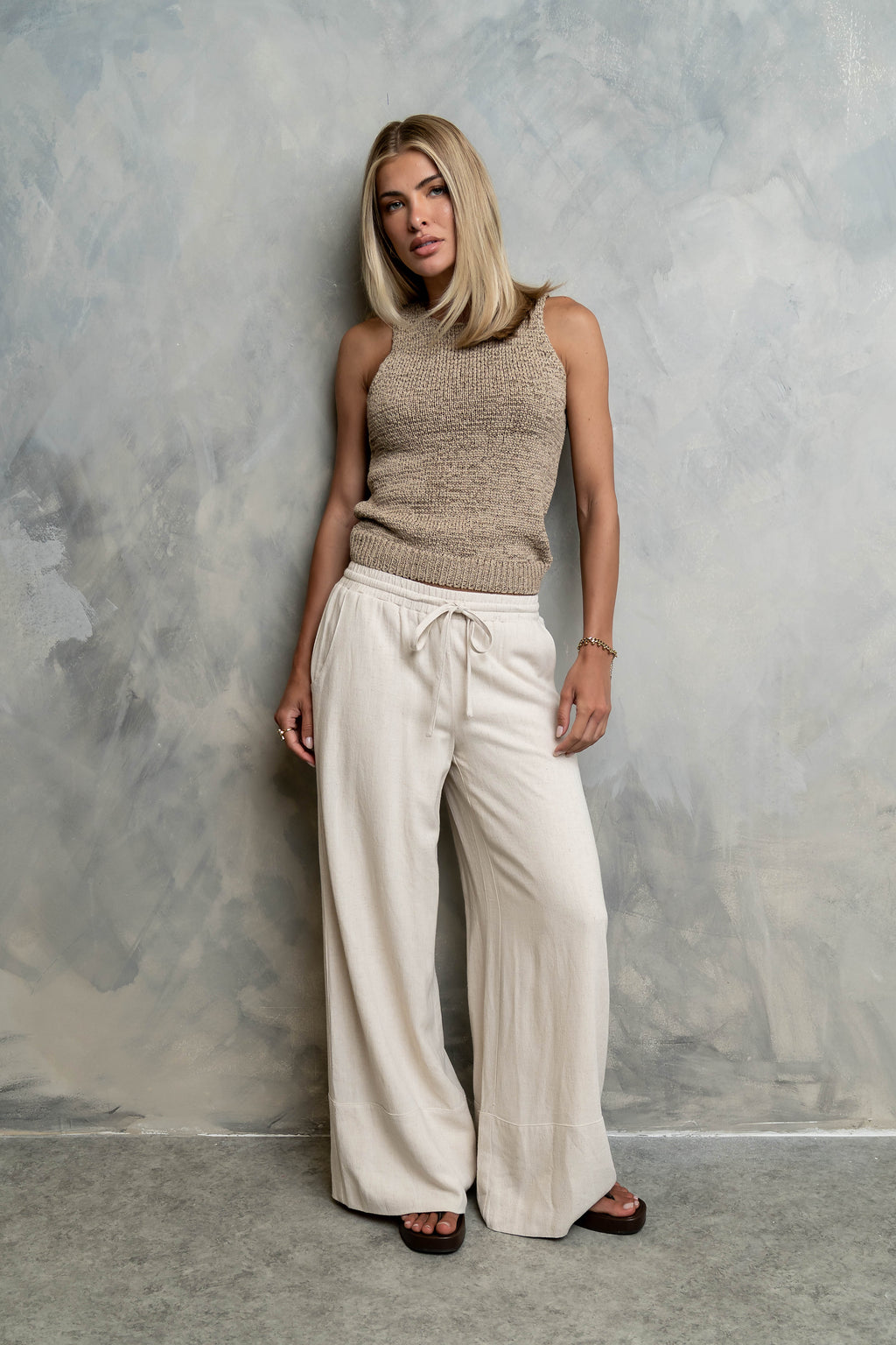 Lottie Knit Tank in Tan