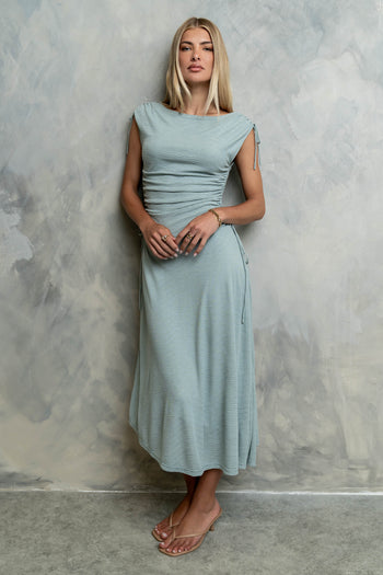 Remi Textured Maxi Dress in Blue