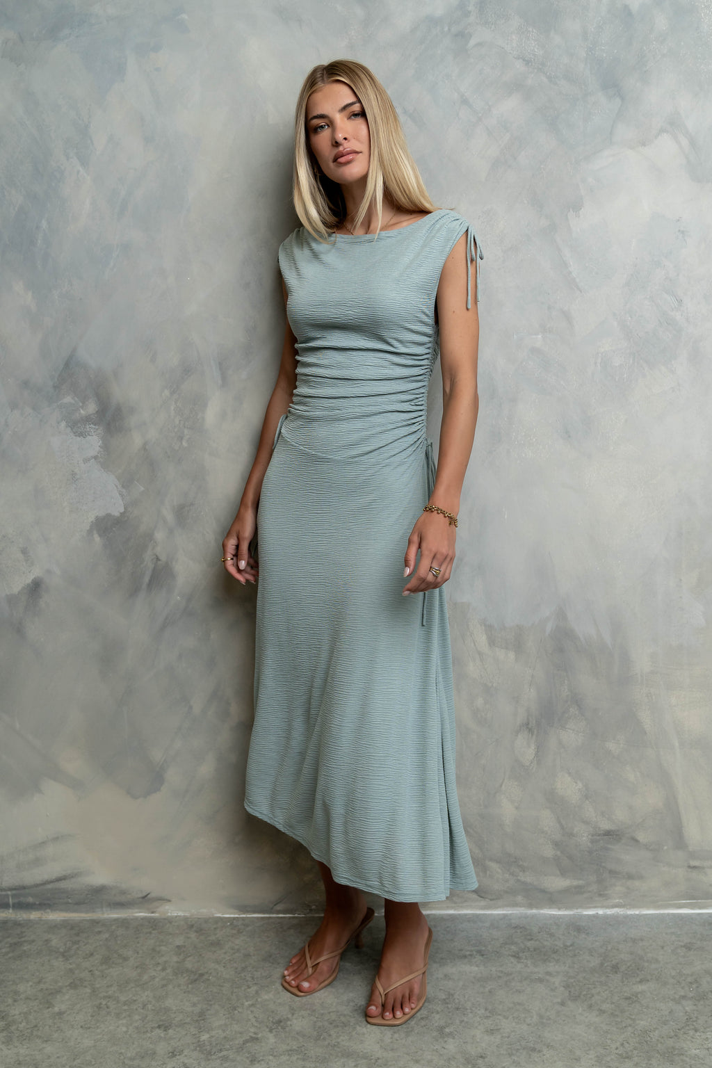 Remi Textured Maxi Dress in Blue