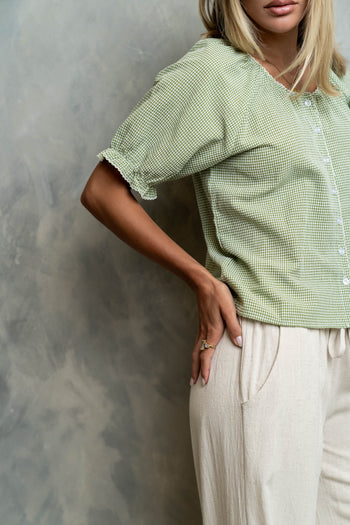 Benny Gingham Blouse in Green