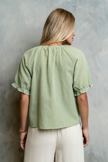 Benny Gingham Blouse in Green