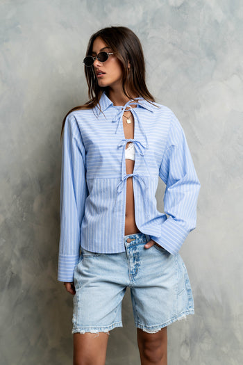 Gillian Collared Striped Blouse