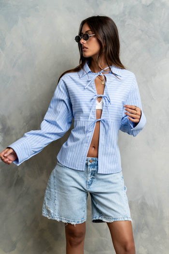 Gillian Collared Striped Blouse