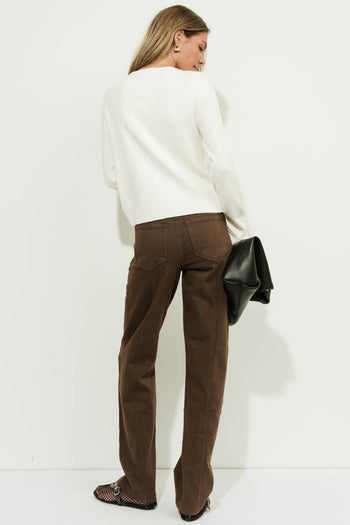 Rhys Keyhole Fitted Sweater in Ivory