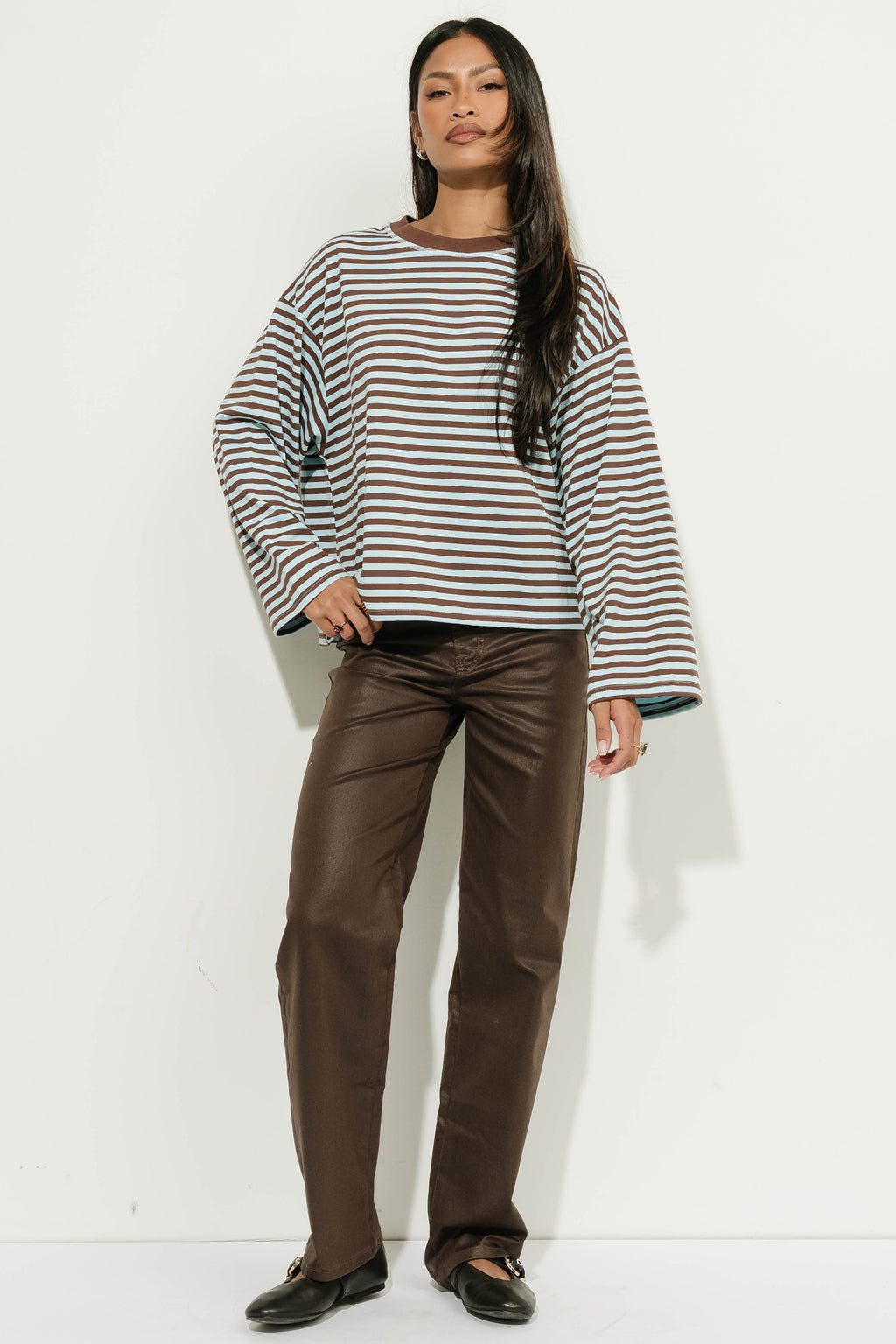 Aylin Oversized Striped Top in Blue