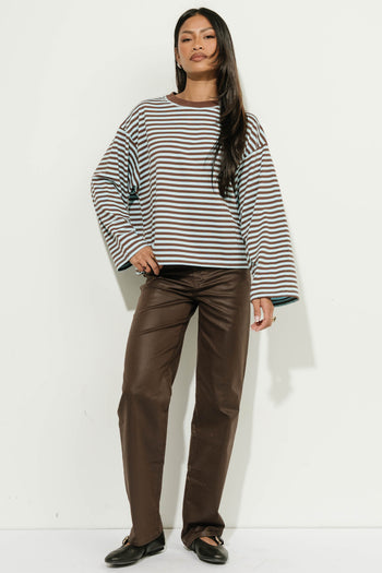 Aylin Oversized Striped Top in Blue
