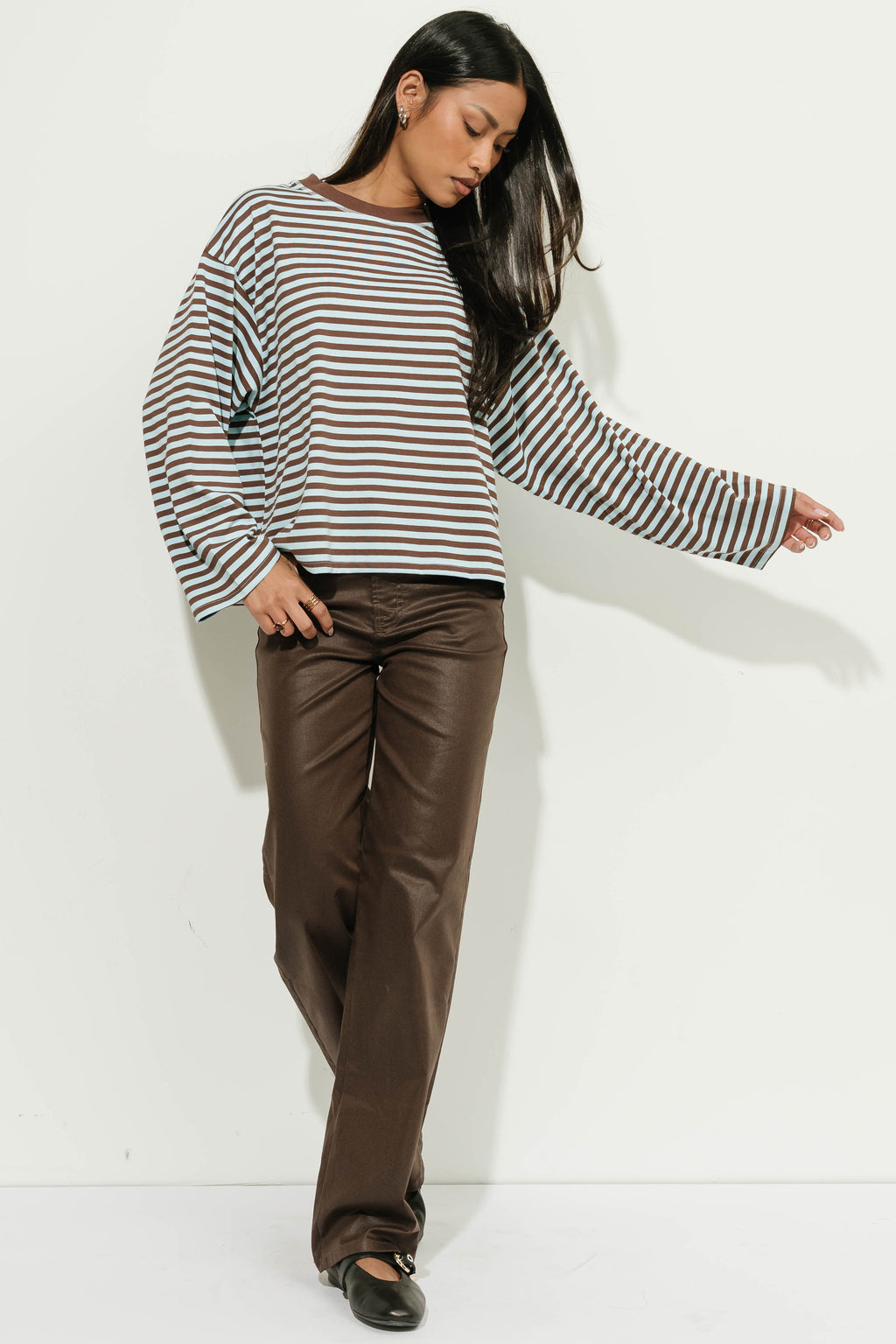 Aylin Oversized Striped Top in Blue