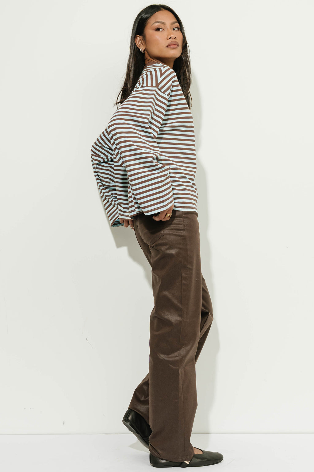 Aylin Oversized Striped Top in Blue