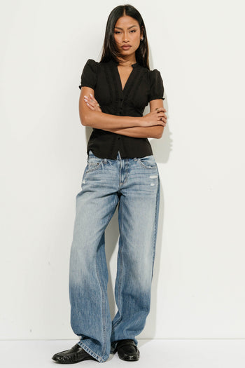 Rowan Button Down Top in Black