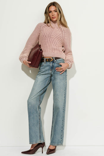 Olympe Cable-Knit Sweater in Mauve