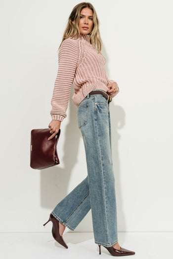 Olympe Cable-Knit Sweater in Mauve