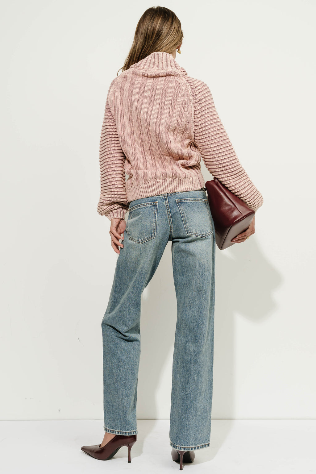 Olympe Cable-Knit Sweater in Mauve