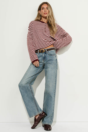 Reagan Striped Sweater in Burgundy