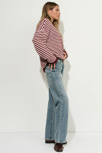 Reagan Striped Sweater in Burgundy