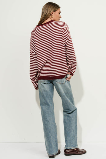 Reagan Striped Sweater in Burgundy