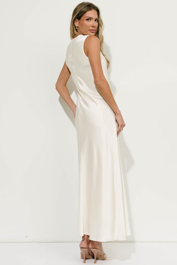 River Satin Maxi Dress in Cream