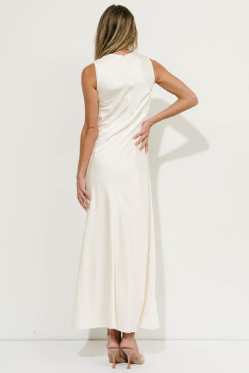 River Satin Maxi Dress in Cream