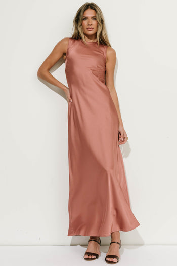 River Satin Maxi Dress in Rose