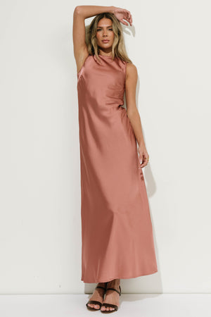 River Satin Maxi Dress in Rose