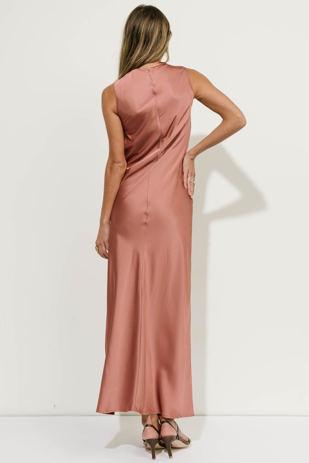 River Satin Maxi Dress in Rose
