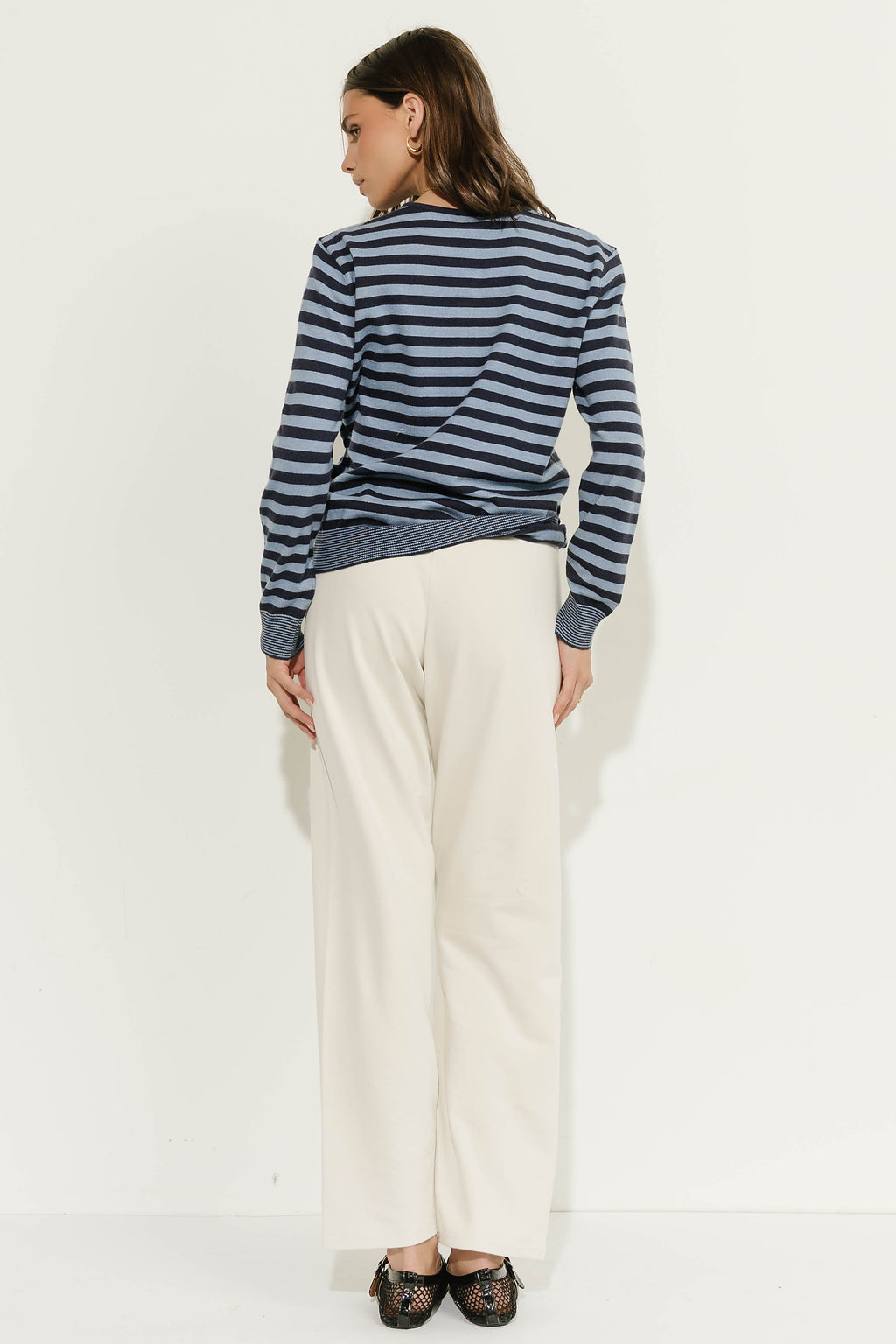 Paisley Striped Sweater in Navy