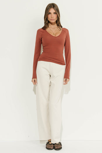 Asha Knit Straight Leg Pant In Bone