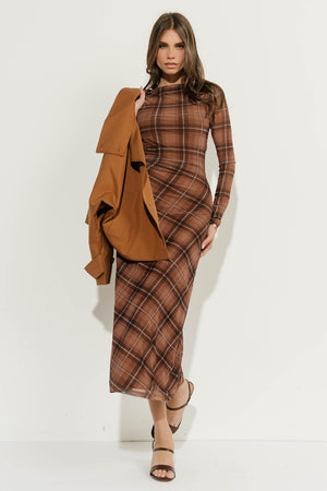 Josephine Plaid Ruched Maxi Dress
