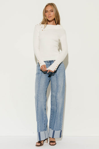 Thessaly Asymmetric Ribbed Sweater
