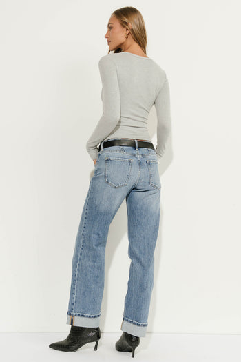 Asha Button Down Top in Grey
