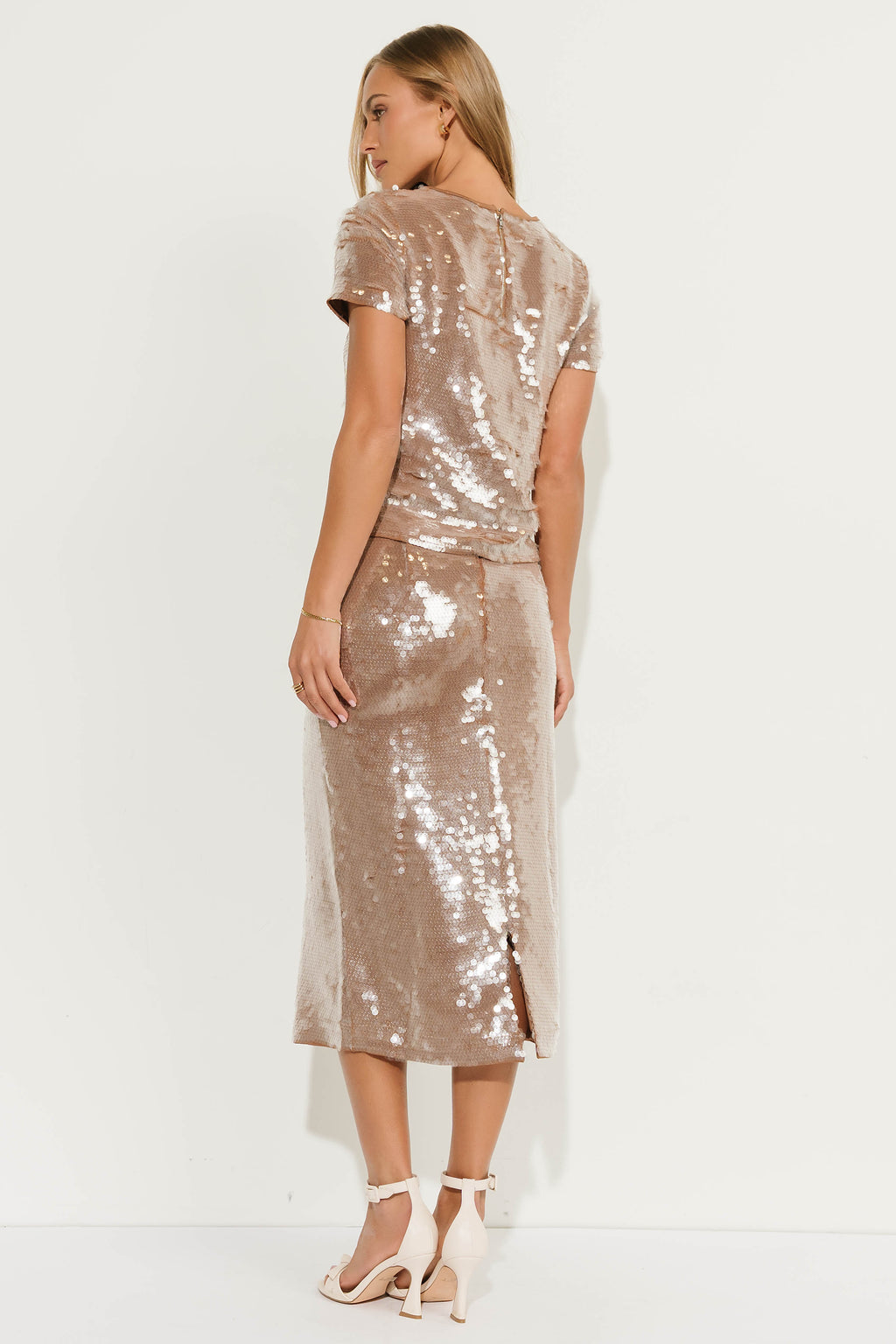 Presley Sequin Top in Tan