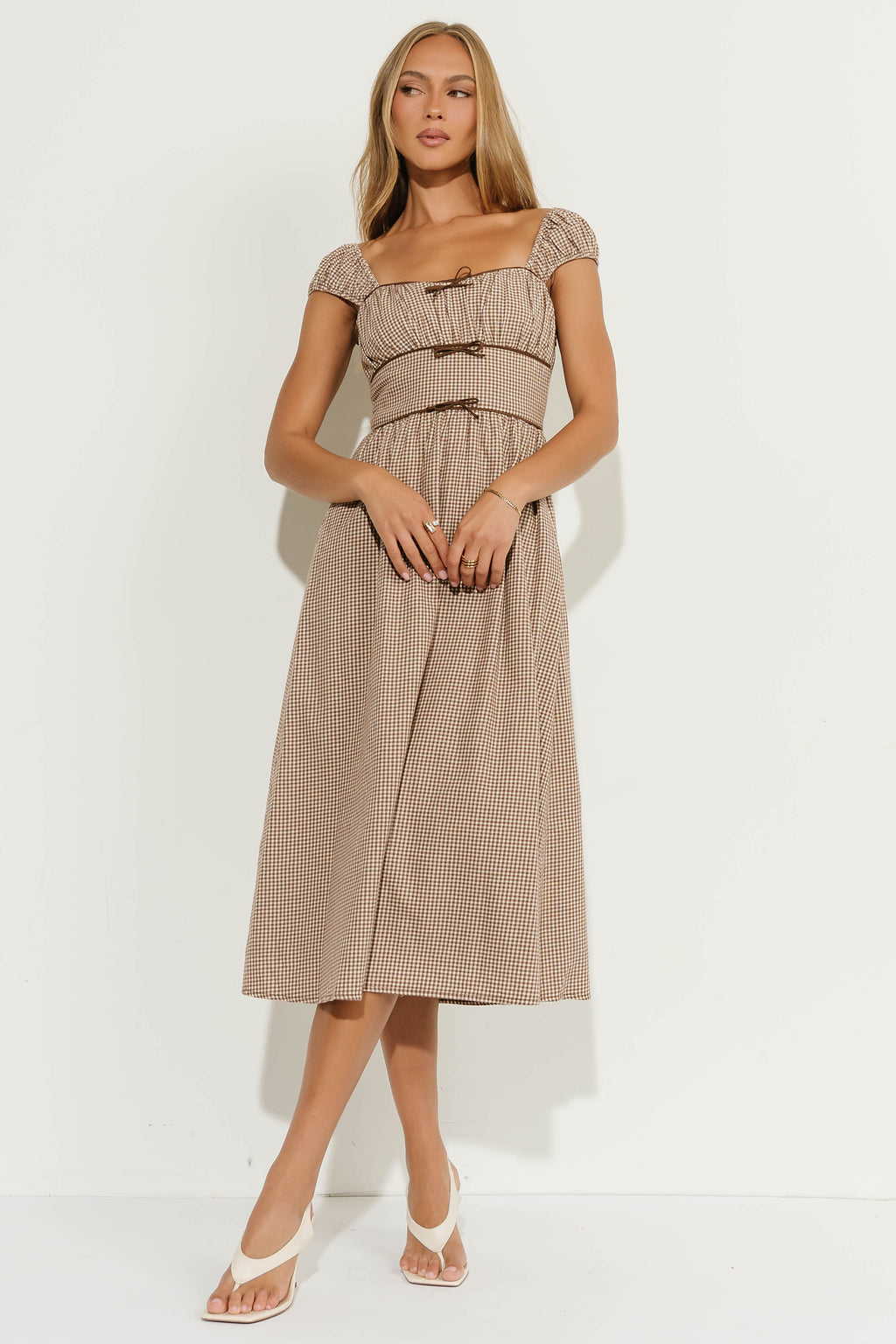 Brenda Gingham Midi Dress