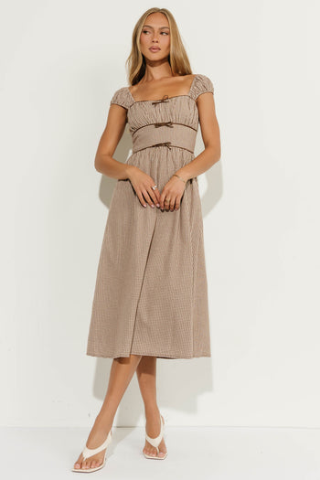 Brenda Gingham Midi Dress