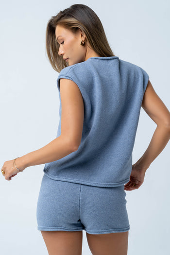 Paige Knit Shorts in Blue