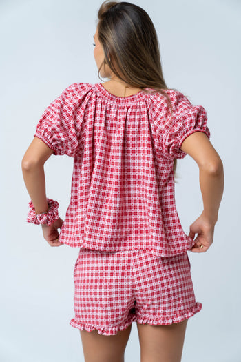 Ambree Gingham Button Up Top