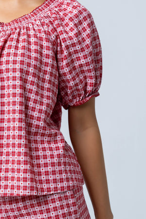 Ambree Gingham Button Up Top