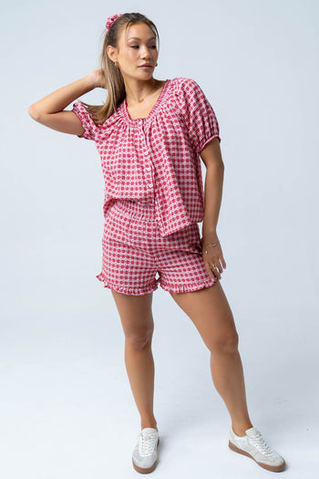 Ambree Gingham Button Up Top