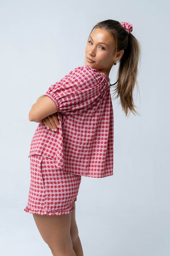 Ambree Gingham Button Up Top