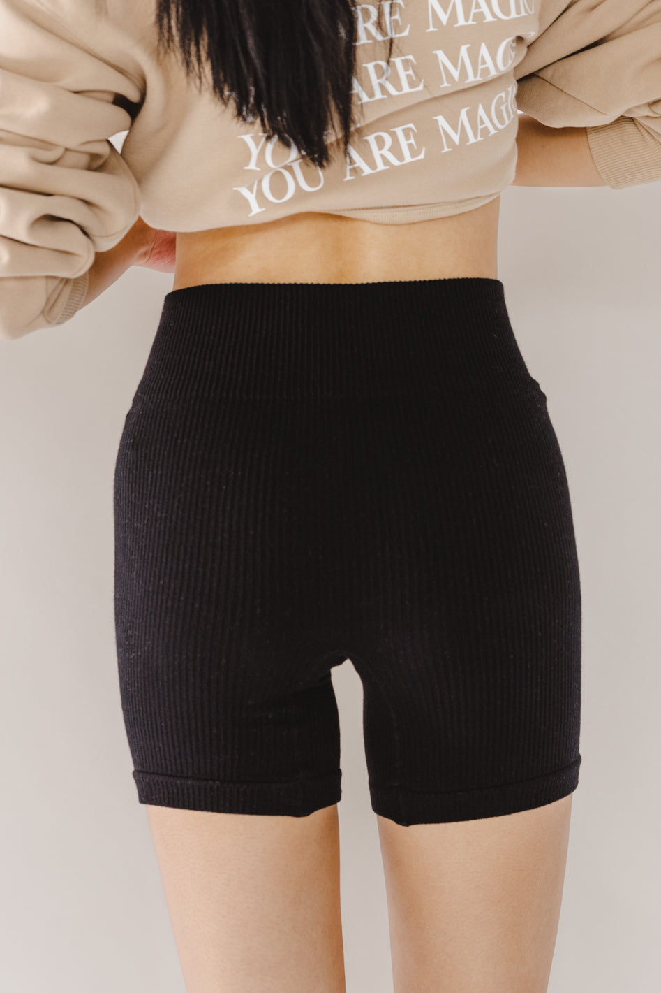 Perfect Fit Ribbed Biker Shorts in Washed Charcoal - FINAL SALE