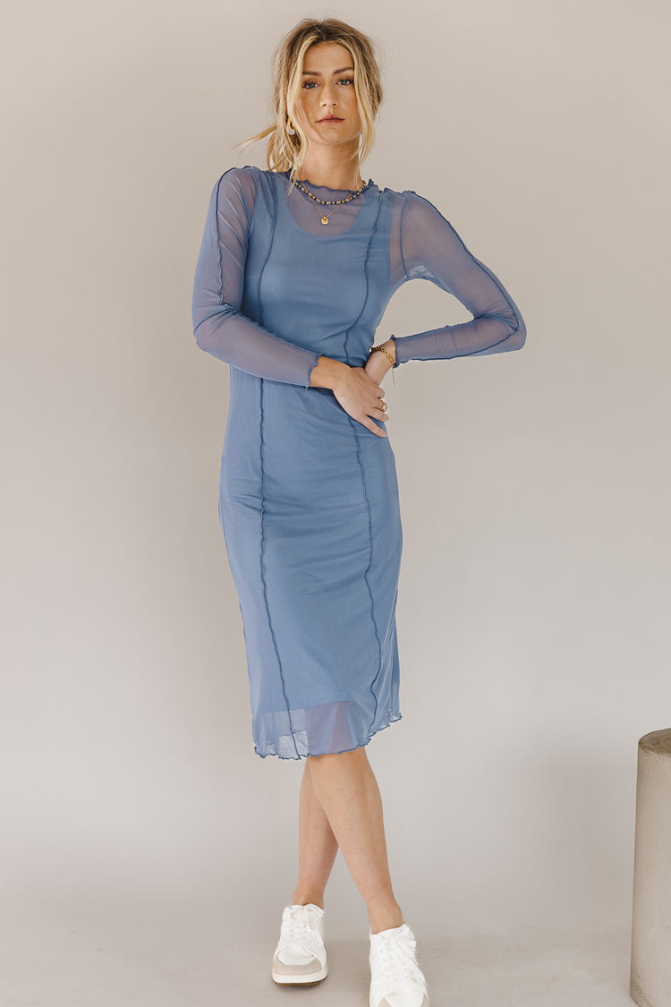 Trinity Mesh Dress in Slate Blue - FINAL SALE